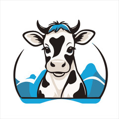 Baby cow, Cow Illustration vector design, Cow logo, icon Design