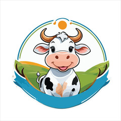 Baby cow, Cow Illustration vector design, Cow logo, icon Design, Colorful Cow vector design