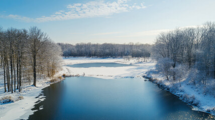 drone picture of a winter wonderland