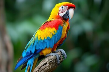 A Colorful Scarlet Macaw Perched on a Branch