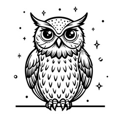 An owl illustration and white background