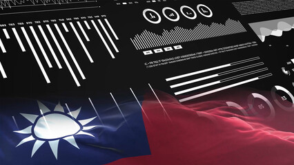 Taiwan flag - Waving flag on report analytics data statement