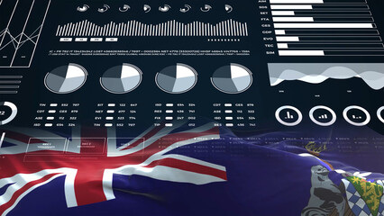 South Georgia and the South Sandwich Islands flag - Waving flag on report analytics data statement