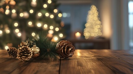 christmas time and desk of free space for your decoration.