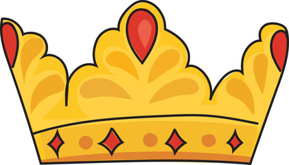 Crown cartoon on white background. Vector illustration.
