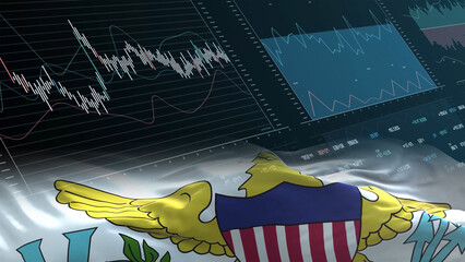Virgin Islands US flag - Waving flag on report analytics data statement