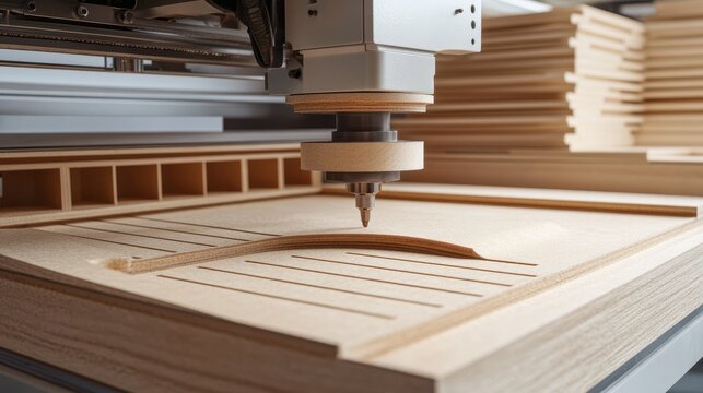 CNC router machine creates a layout of the shelf complex.