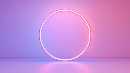 Fototapeta premium A glowing neon circle against a colorful gradient background, ideal for modern design and vibrant artistic themes.