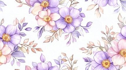 Delicate Floral Patterns in Soft Pastel Colors for Elegant Designs