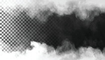 PSD Fog or smoke isolated transparent background. White cloudiness, mist, smog, dust, vapor PNG