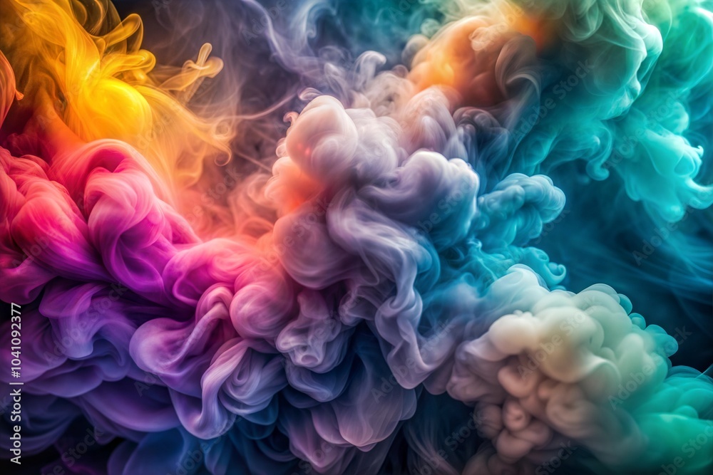 Wall mural smoke texture swirling in abstract patterns against dark background