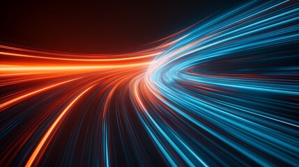 Abstract Light Trails in Red and Blue  Futuristic Digital Art