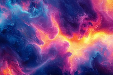 Fototapeta premium Abstract Swirling Nebula with Blue, Purple, and Yellow Hues