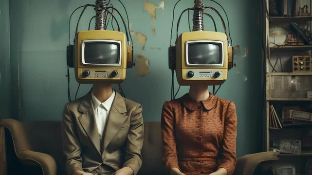 video of People with a TV instead of a head