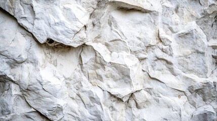 A close-up of a rough, white rock face with a textured, uneven surface.