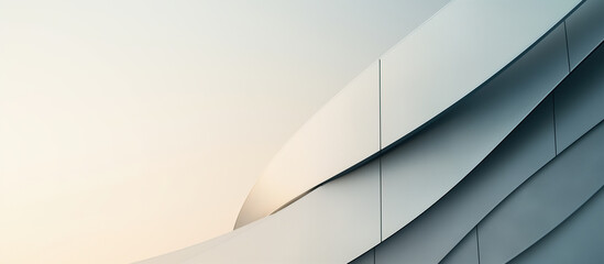 Curved Metal Panels Reflect Sunset Light