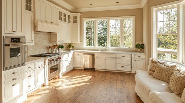 A kitchen with perfectly sized, custom furniture that fits every nook, featuring cabinets built into small, tight spaces.