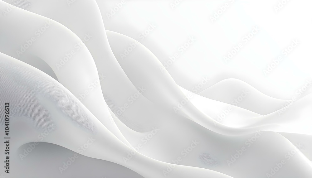 Poster Abstract white and light gray wave modern soft luxury texture with smooth and clean background. Luxury white cloth background abstract with soft waves. White fabric smooth texture background.