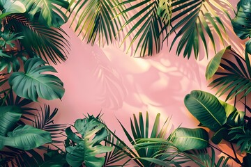 The shadow of a palm tree on a pink wall