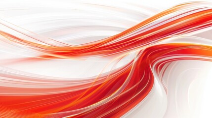 Abstract Red and White Flowing Lines with Orange Glow