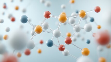 Molecular structure with colorful atoms, white isolate background.