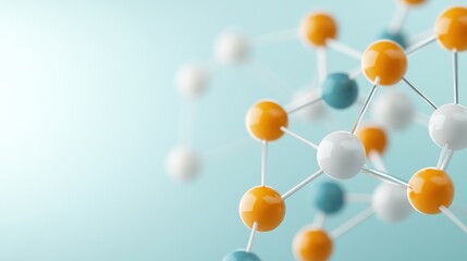 Obraz premium Molecular structure, colorful spheres connected by bonds, white isolate background.