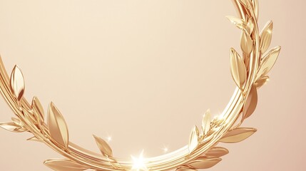 noble circular award frame, ornate gold wreath detail, radiant star accents, premium 3d rendering, gentle spotlight effects, champagne colored background