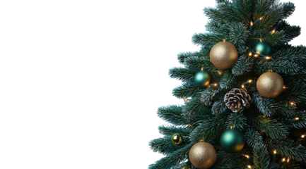 PNG, Christmas tree isolated on white background, created using Generative AI technology.