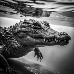Fototapeta premium crocodile, alligator, reptile, animal, teeth, wildlife, dangerous, wild, predator, nature, mouth, danger, zoo, croc, head, eye, water, skin, closeup, gator, carnivore, caiman, hunter, open, eyes