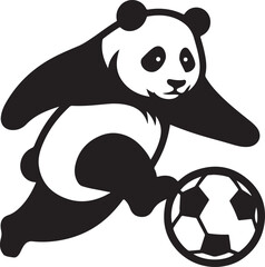 panda playing football vector art © Hai