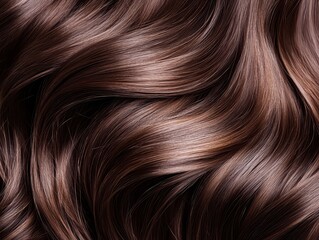 Naklejka premium Long, beautifully styled hair in a salon, showcasing its natural length and vibrant, healthy shine.