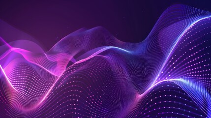 Abstract Purple and Blue Wave with Glowing Dots