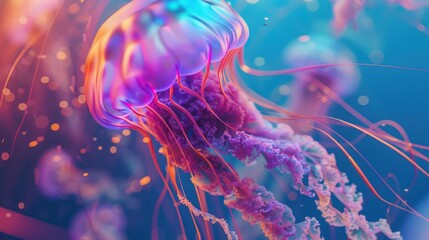 Fototapeta premium Vibrant Jellyfish Underwater