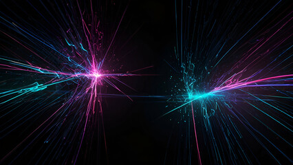 Fototapeta premium Dynamic explosion of glowing neon streaks in digital space 