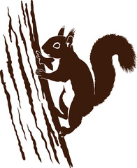 Silhouette of a squirrel climbing a tree, vector © Julfiker25