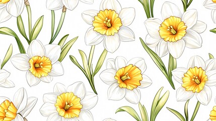 Fototapeta premium Beautiful Daffodil Floral Pattern for Spring Decor and Design