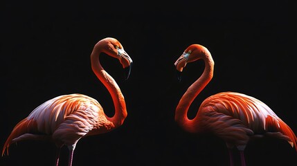 Majestic Flamingos Showcasing Poise with Stunning Gracefulness Image