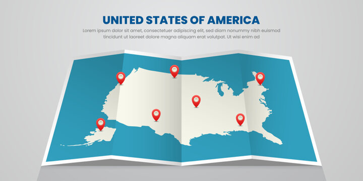 united states of america map travel with pin tag location design Illustration
