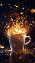 Visualizing Energy Release: A Cup of Coffee Illustrates Caffeine's Vital Role in Boosting Vitality