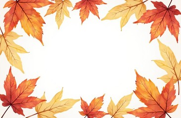 Fototapeta premium Autumn background with watercolor leaves and white space for text, beautiful autumn background with copy feminine spaces for decoration and design on the theme of fall season and nature