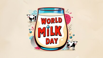 World Milk Day , milk glass illustration , Generative AI