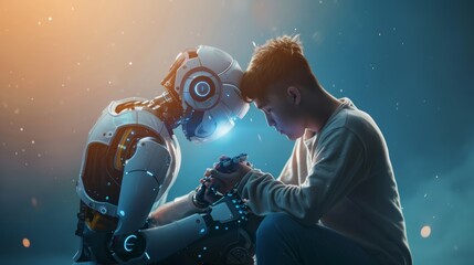 Obraz premium Robot Expressing Empathy Through Body Language