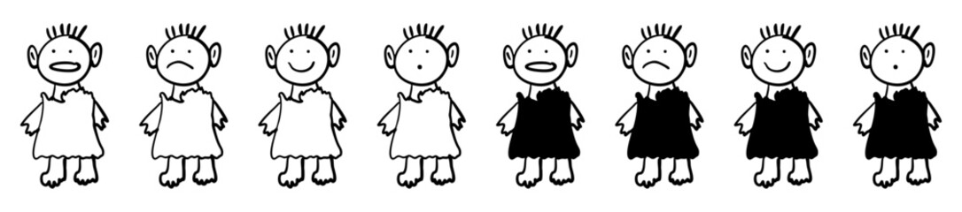 set of cartoons silhouette vector hand drawn