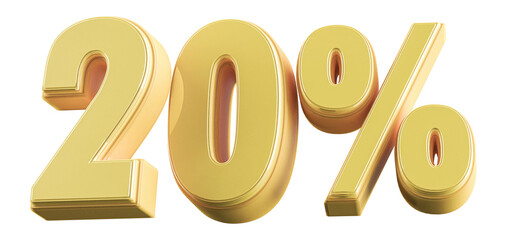 Gold 20 Percent Discount 3D Illustration