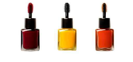 Obraz premium set of a nail polish bottles with brush collection isolated transparent background