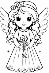 Fototapeta premium Coloring Page with Christmas magic angel.