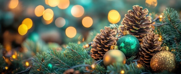 The Christmas Ornaments and Pinecones