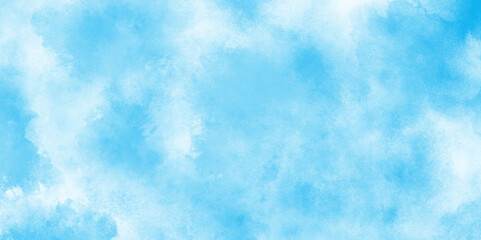 shiny and clear painted light blue clouds watercolor background, sky clouds for wallpaper backdrop background, watercolor abstract texture with white clouds and blue sky.