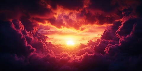 Naklejka premium Vibrant sunset and twilight sky showcasing stunning natural colors, Colorful sunset and evening sky displaying beautiful natural hues