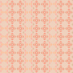 peach color hand drawn triangles, dots. beige repetitive background. vector seamless pattern. traditional ethnic motifs. folk decorative art. fabric swatch. wrapping paper. textile design template